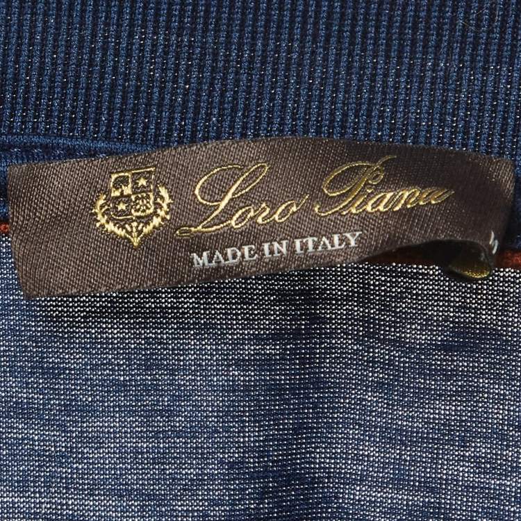 Pre Owned Loro Piana Blue Jersey Polo T-Shirt M