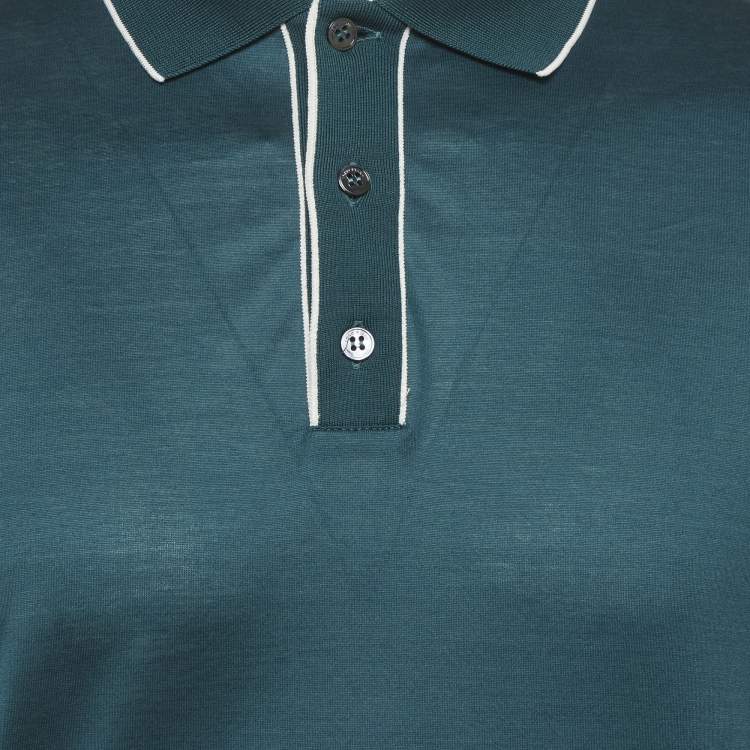 Pre Owned Loro Piana Teal Blue Jersey Polo T-Shirt M