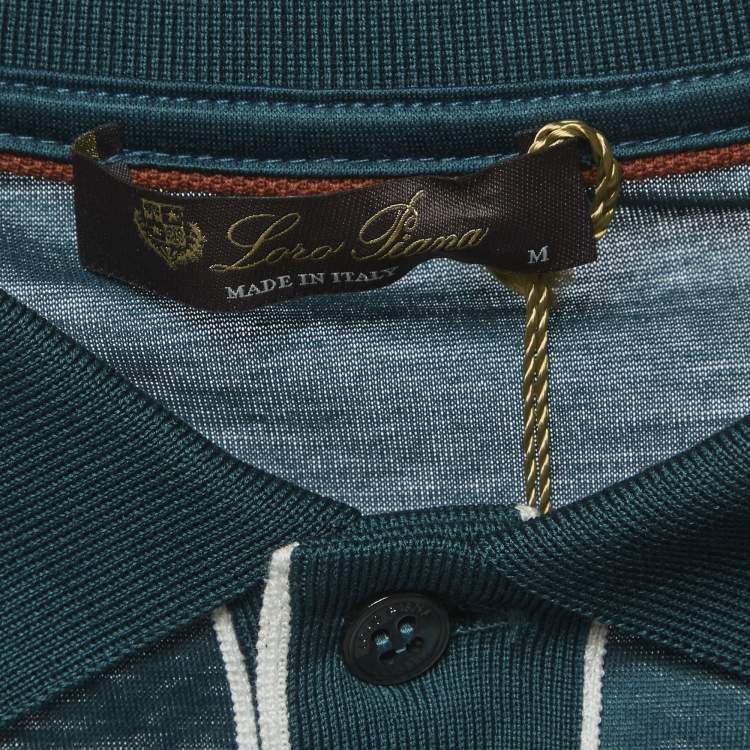 Pre Owned Loro Piana Teal Blue Jersey Polo T-Shirt M
