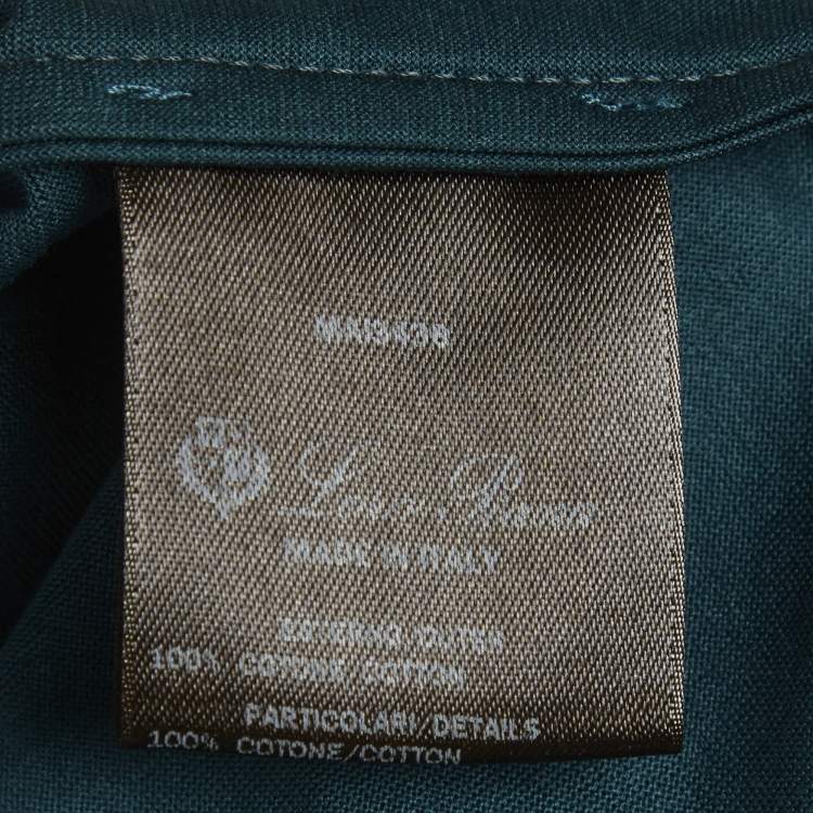 Pre Owned Loro Piana Teal Blue Jersey Polo T-Shirt M