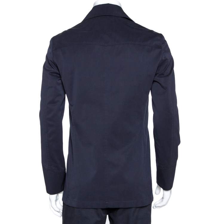 Pre Owned Loro Piana Midnight Blue Cotton Double Breasted Coat XS