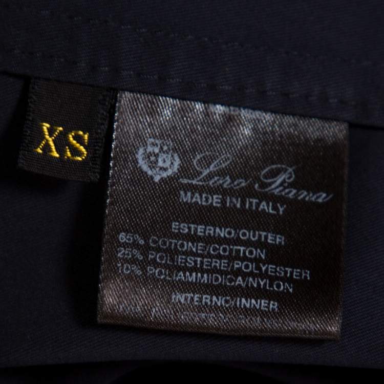 Pre Owned Loro Piana Midnight Blue Cotton Double Breasted Coat XS