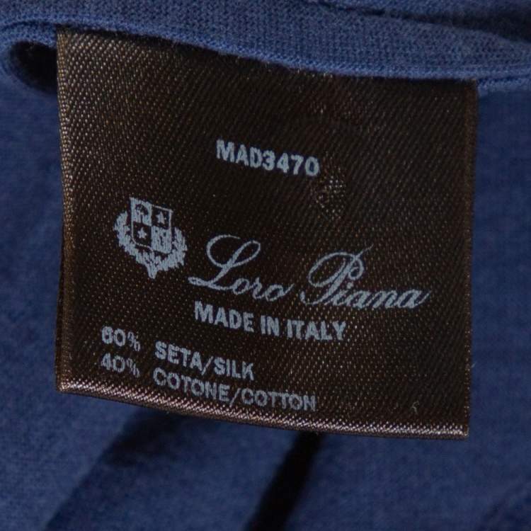 Pre Owned Loro Piana Navy Blue Silk & Cotton Long Sleeve T-Shirt L