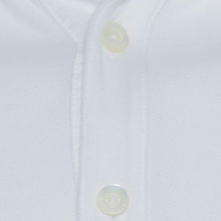 Pre Owned Loro Piana White Stretch Cotton Polo T-Shirt M