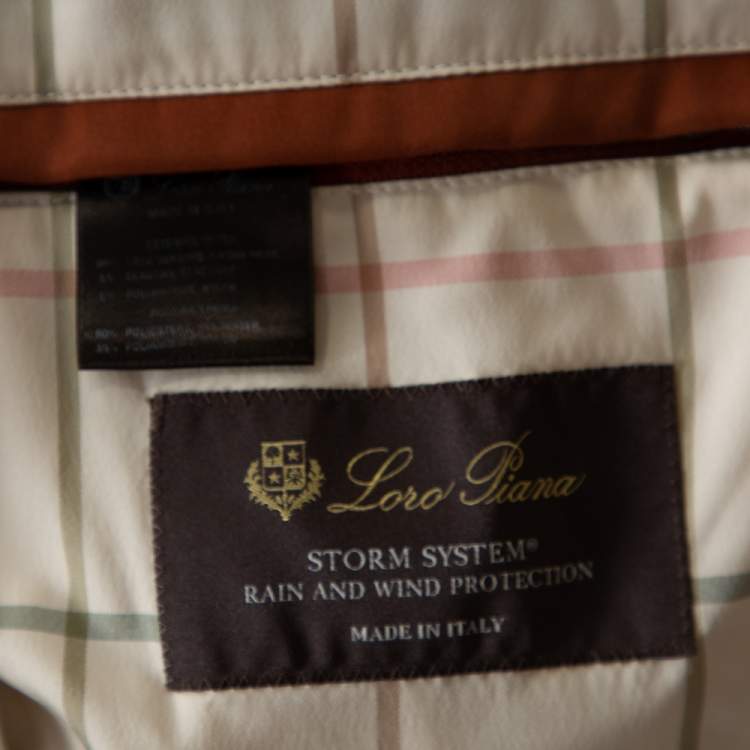 Pre Owned Loro Piana Navy Blue Wool Storm System Bomber Jacket XL