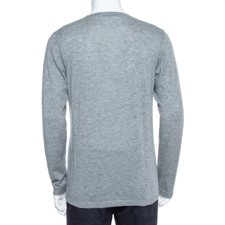 Pre Owned Loro Piana Grey Cashmere Crewneck Sweater L