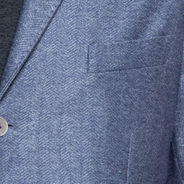 Pre Owned Loro Piana Blue Cashmere Silk Knit Sweater Jacket L