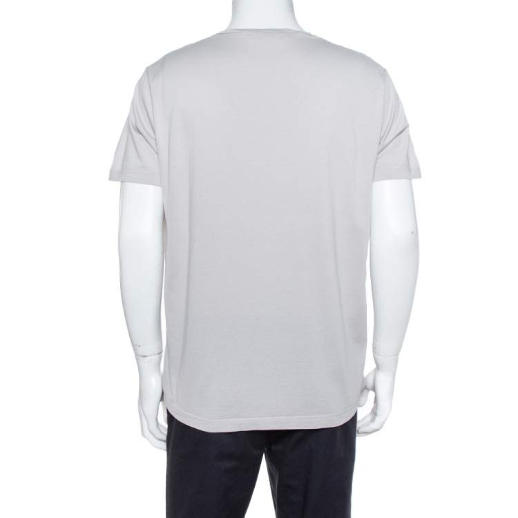 Pre Owned Loro Piana Pale Grey Cotton & Silk Crew Neck T-Shirt XXL