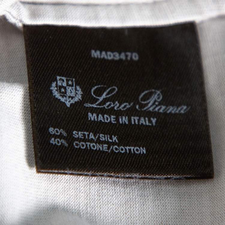 Pre Owned Loro Piana Pale Grey Cotton & Silk Crew Neck T-Shirt XXL