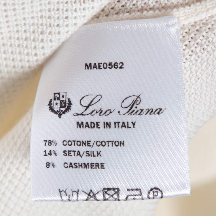 Pre Owned Loro Piana Off White Knit Crew Neck Jumper L