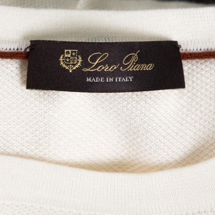 Pre Owned Loro Piana Off White Knit Crew Neck Jumper L