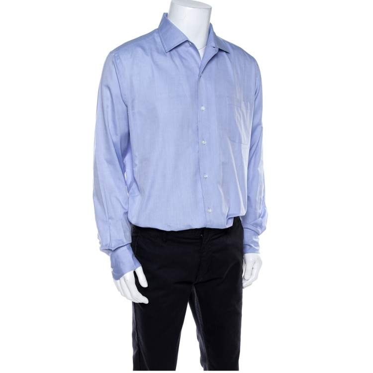Pre Owned Loro Piana Blue Cotton Long Sleeve Shirt L