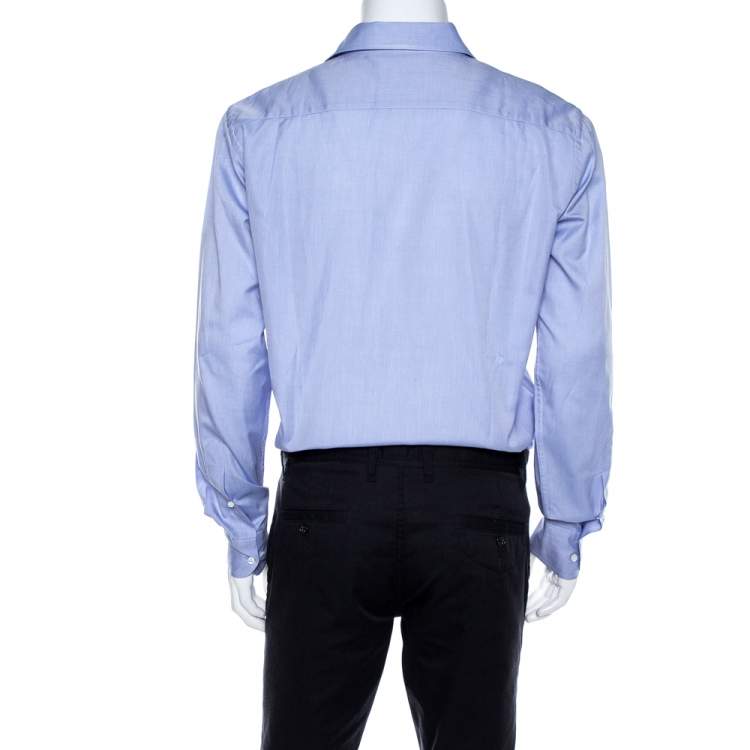 Pre Owned Loro Piana Blue Cotton Long Sleeve Shirt L