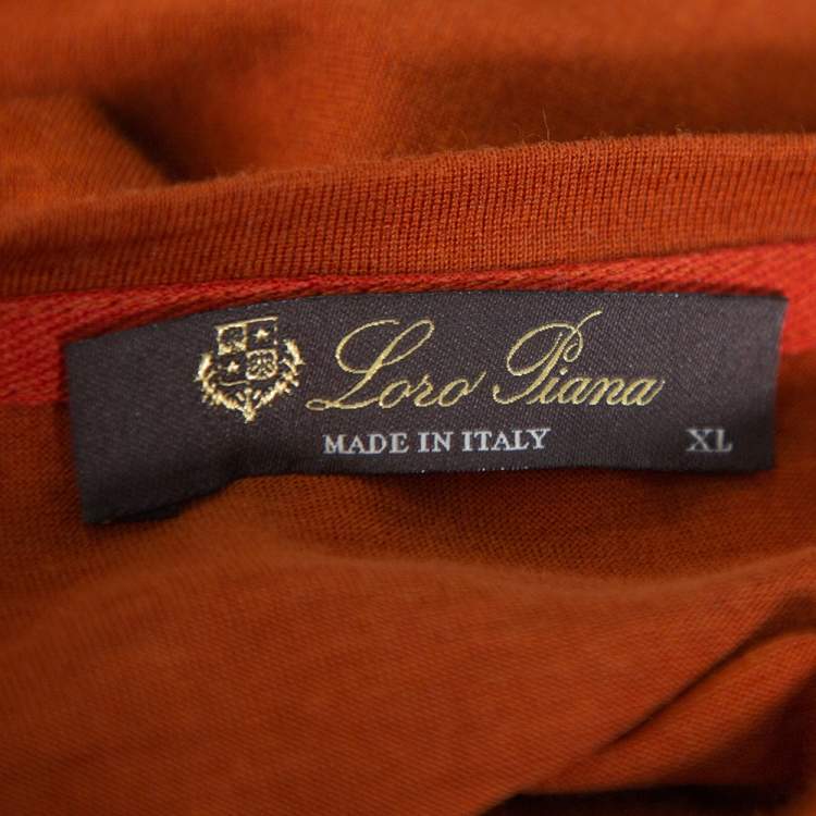 Pre Owned Loro Piana Rust Orange Silk Knit Crewneck T Shirt XL