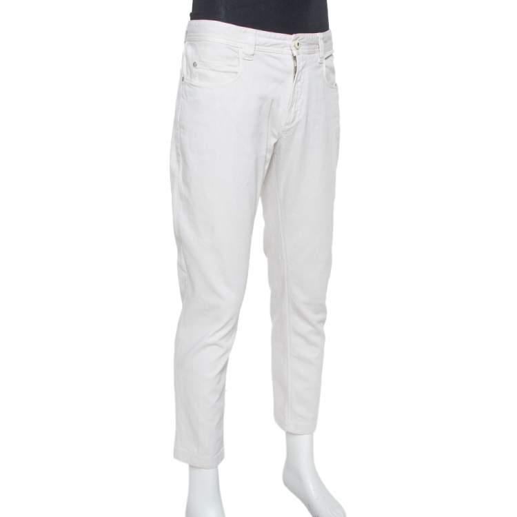 Pre Owned Loro Piana Light Grey Denim Tapered Leg Jeans XXL