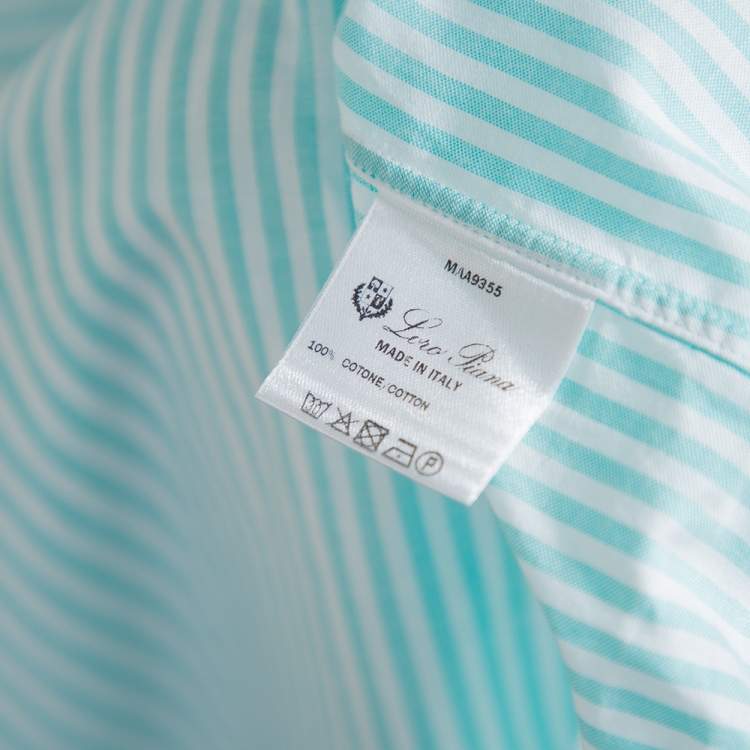 Pre Owned Loro Piana Blue Striped Cotton Button Front Shirt M