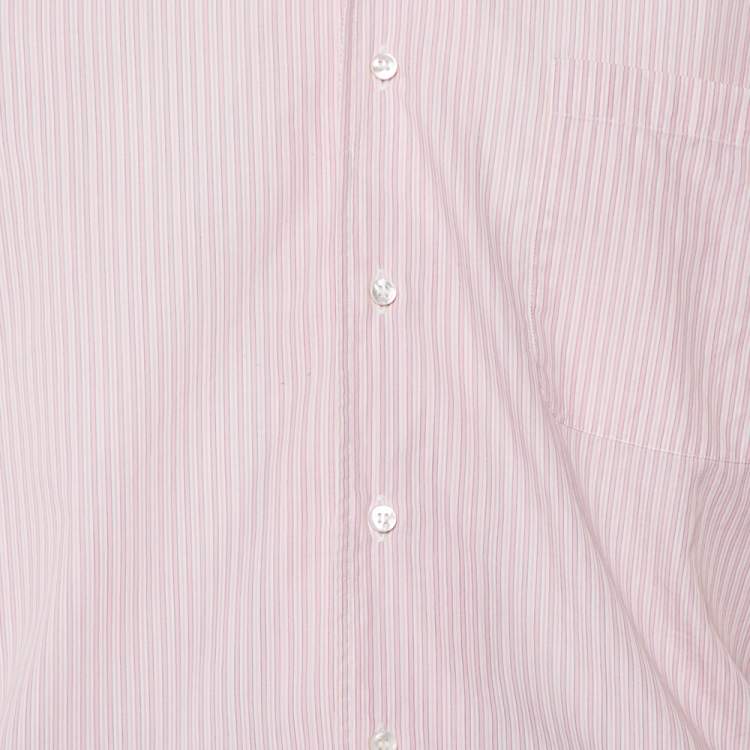 Pre Owned Loro Piana Pink Striped Cotton Button Front Shirt M