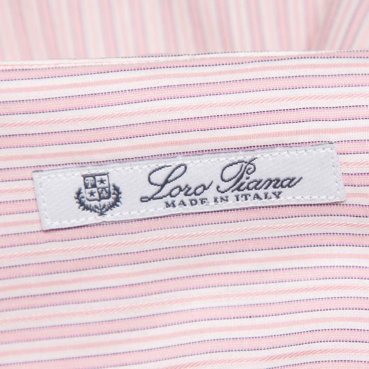Pre Owned Loro Piana Pink Striped Cotton Button Front Shirt M