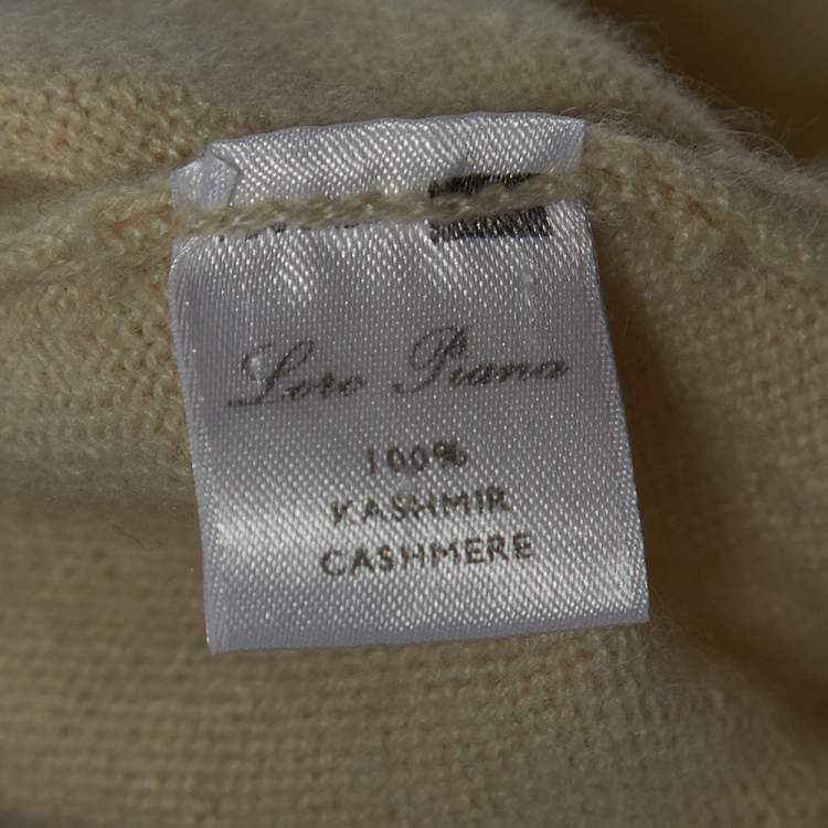 Pre Owned Loro Piana Beige Cashmere Knit V Neck Sweater XL