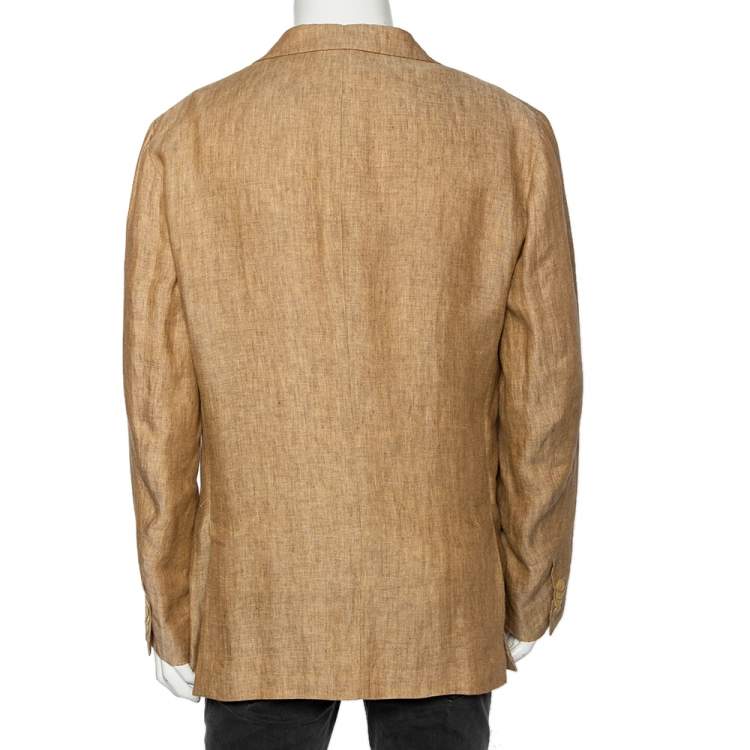 Pre Owned Loro Piana Beige Linen Single Breasted Blazer XXL 