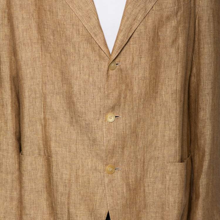 Pre Owned Loro Piana Beige Linen Single Breasted Blazer XXL 