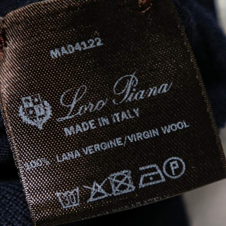 Pre Owned Loro Piana Navy Blue Wool Long Sleeve Sweater XXXL