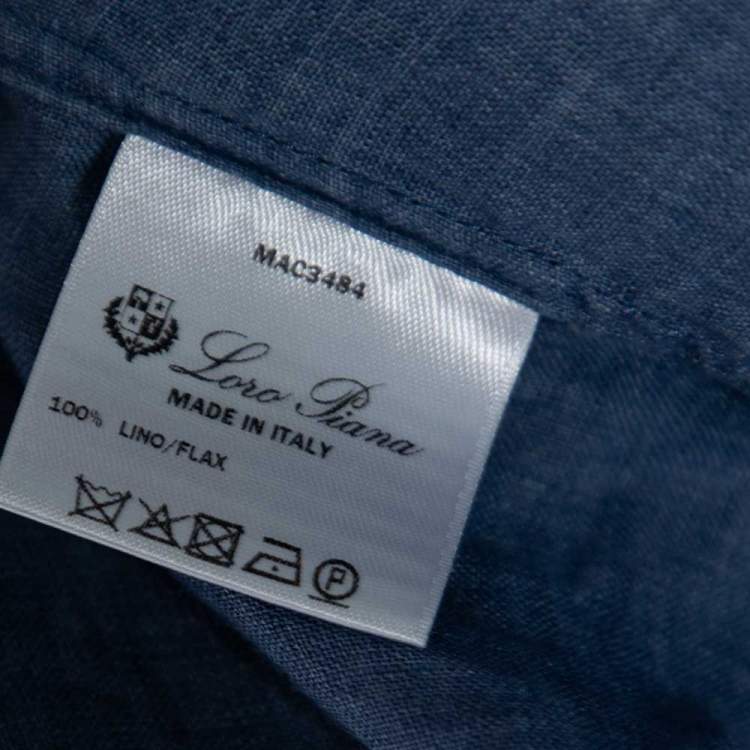 Pre Owned Loro Piana Blue Linen Button Front Shirt L