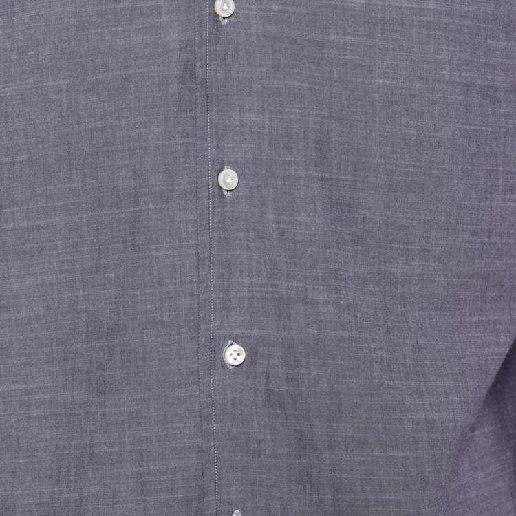 Pre Owned Loro Piana Purple Cotton Cashmere Button Front Shirt M