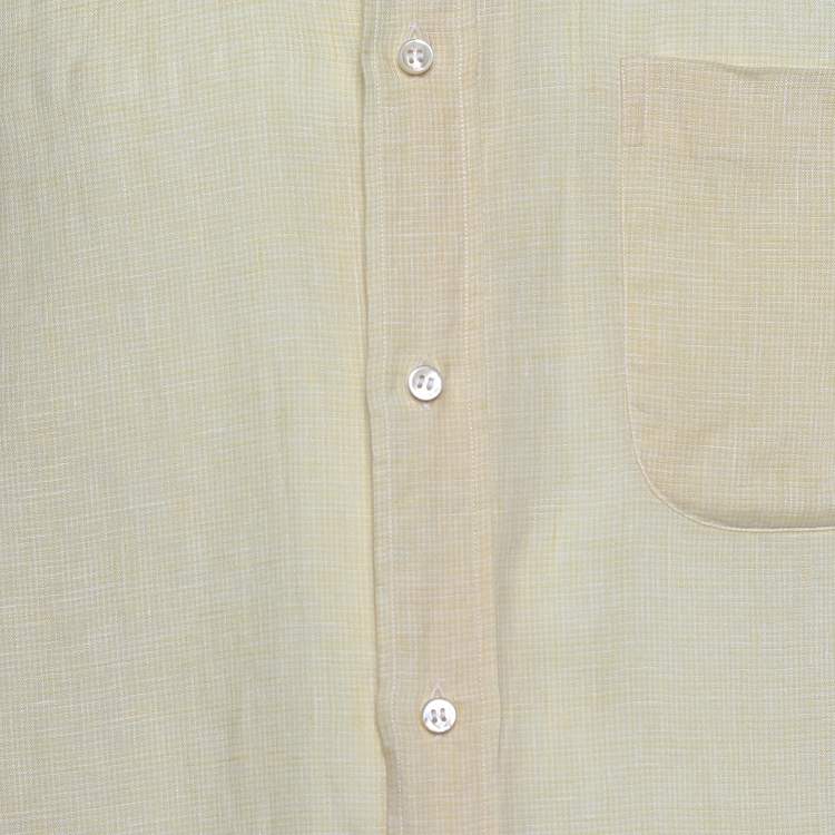 Pre Owned Loro Piana Yellow Linen Button Down Shirt M