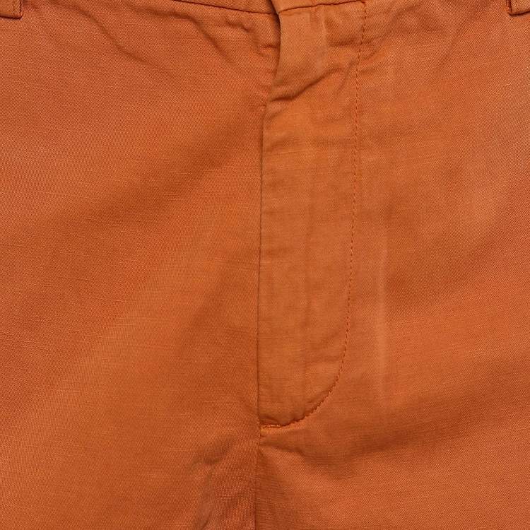 Pre Owned Loro Piana Orange Pigment Dyed Cotton Linen Chino Shorts XXL