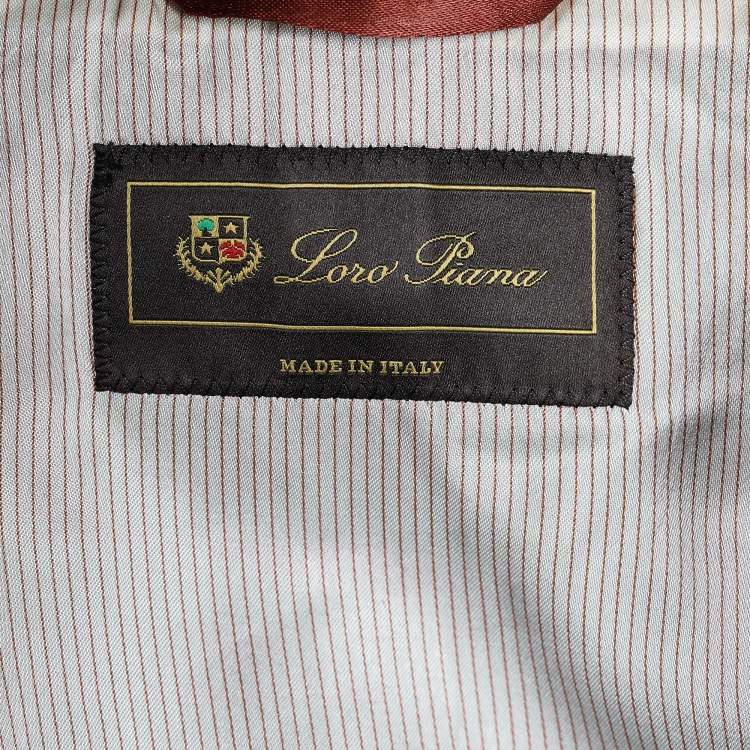 Pre Owned Loro Piana Navy Blue Textured Wool Double Breasted Blazer XXL