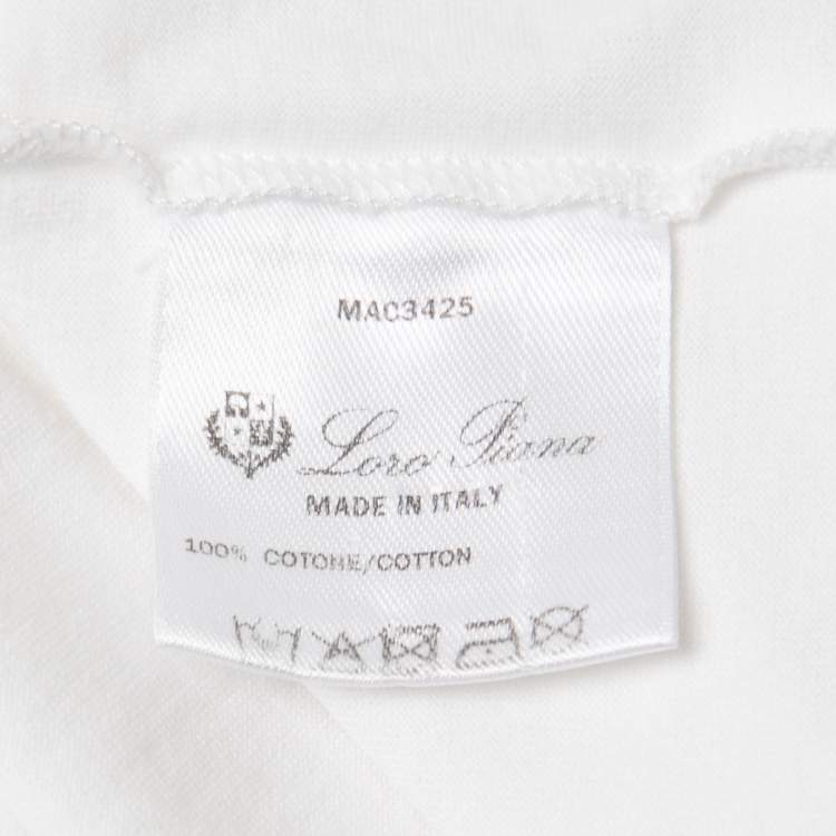 Pre Owned Loro Piana White Cotton Short Sleeve Crewneck T-Shirt L