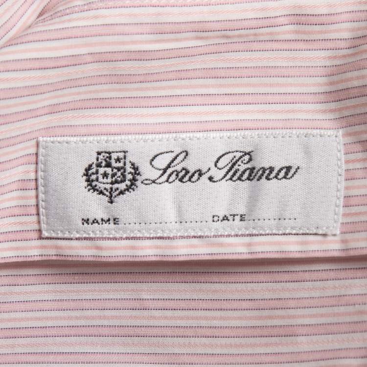 Pre Owned Loro Piana Pink Striped Cotton Long Sleeve Shirt M