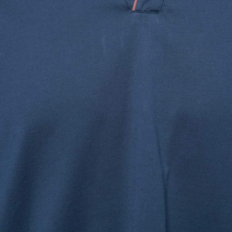 مملوكة مسبقًا Loro Piana Navy Blue Cotton Polo T-Shirt XL