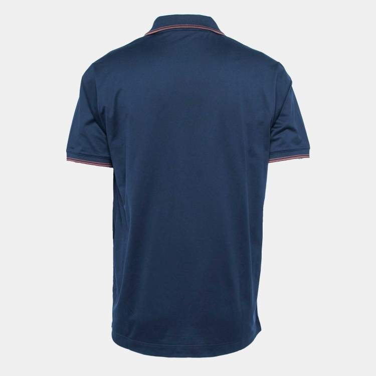 مملوكة مسبقًا Loro Piana Navy Blue Cotton Polo T-Shirt XL