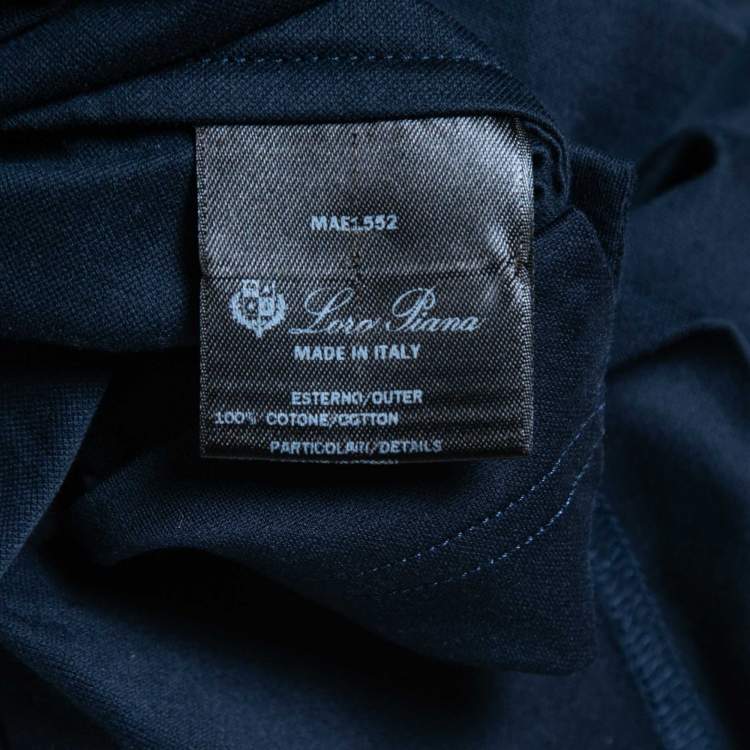مملوكة مسبقًا Loro Piana Navy Blue Cotton Polo T-Shirt XL