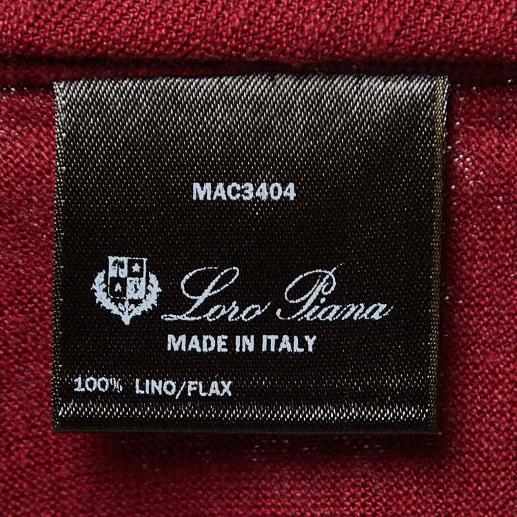 Pre Owned Loro Piana Maroon Linen Polo T-Shirt L