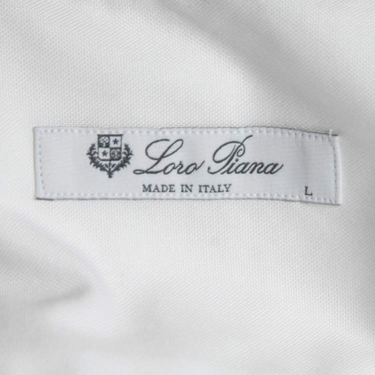 Pre Owned Loro Piana White Cotton Button Front Shirt L