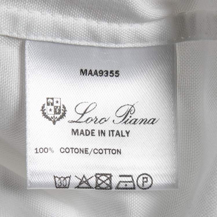 Pre Owned Loro Piana White Cotton Button Front Shirt L