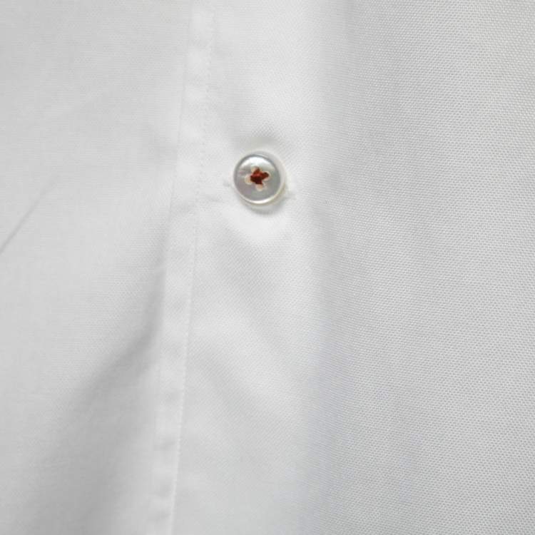 Pre Owned Loro Piana White Cotton Button Front Shirt L