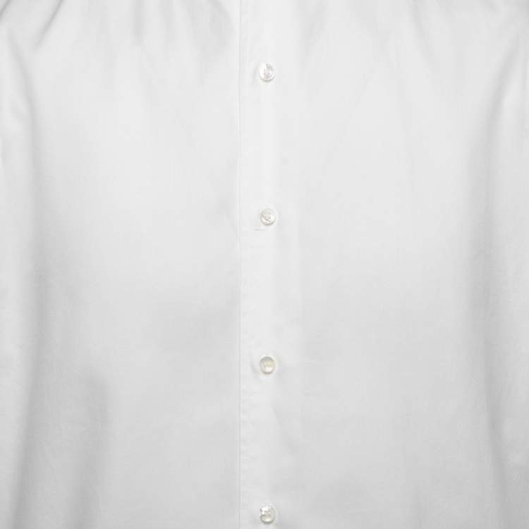 Pre Owned Loro Piana White Cotton Button Front Shirt L
