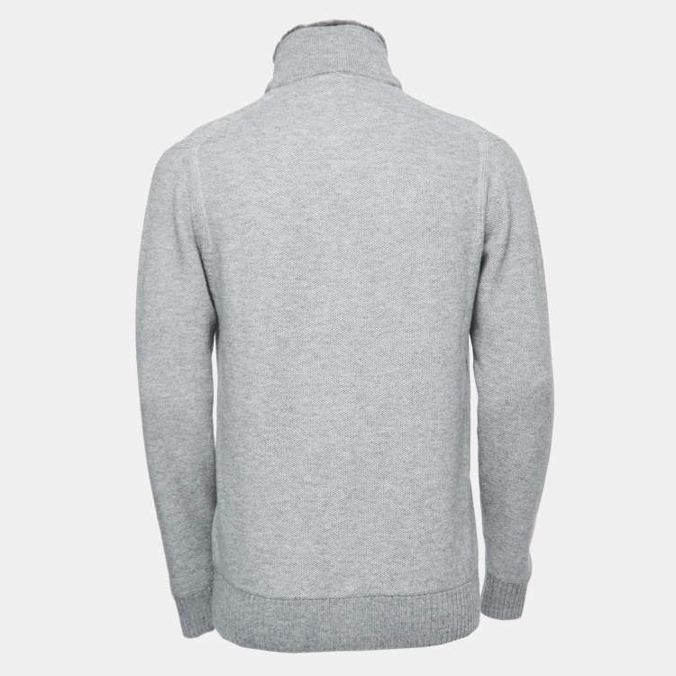 Pre Owned Loro Piana Grey Cashmere Knit Zip-Up Sweater XL