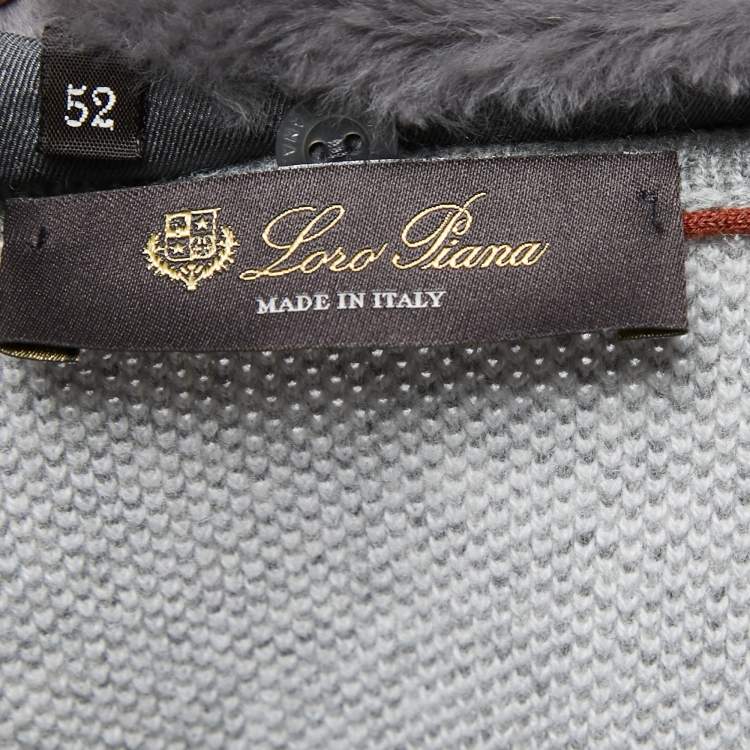 Pre Owned Loro Piana Grey Cashmere Knit Zip-Up Sweater XL