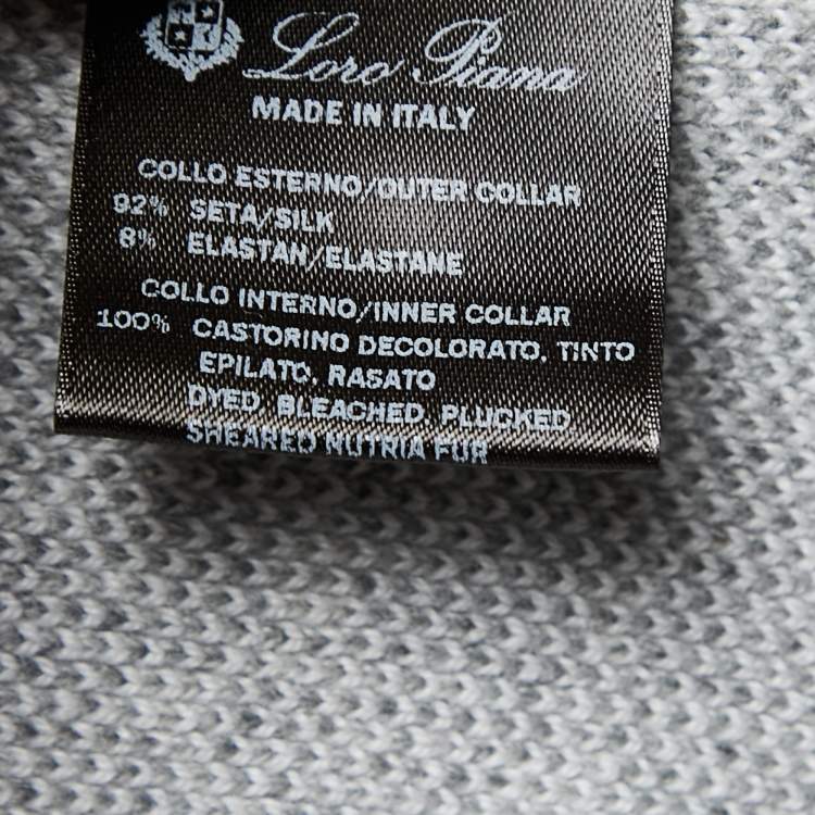 Pre Owned Loro Piana Grey Cashmere Knit Zip-Up Sweater XL