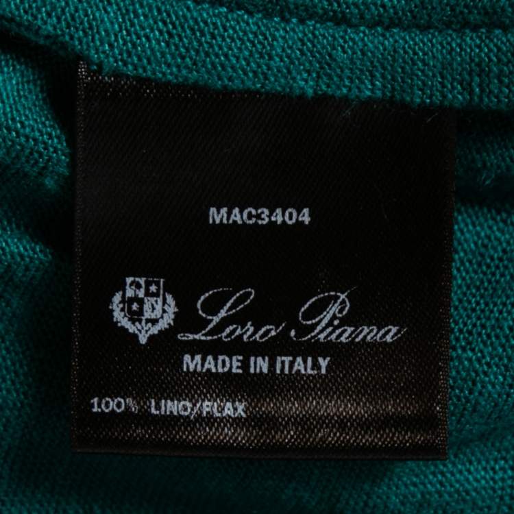 مملوكة مسبقًا Loro Piana Green Linen Knit Polo T-Shirt L