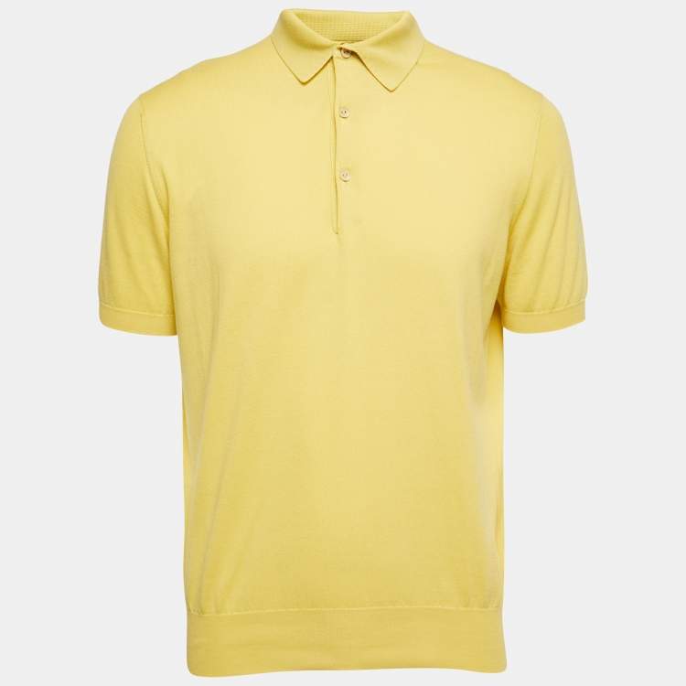 Pre Owned Loro Piana Yellow Cotton Knit Polo T-Shirt M