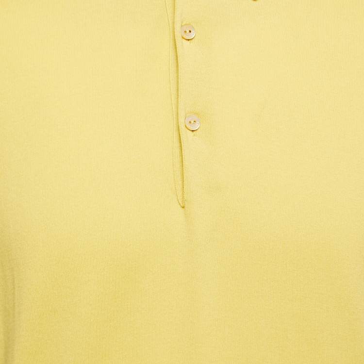 Pre Owned Loro Piana Yellow Cotton Knit Polo T-Shirt M