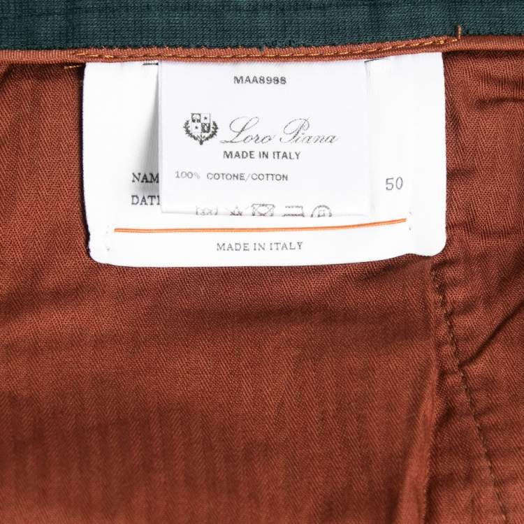 Pre Owned Loro Piana Green Cotton Knit Trousers L
