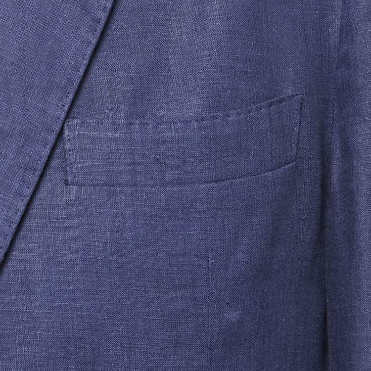 Pre Owned Loro Piana Navy Blue Linen Two-Button Blazer L