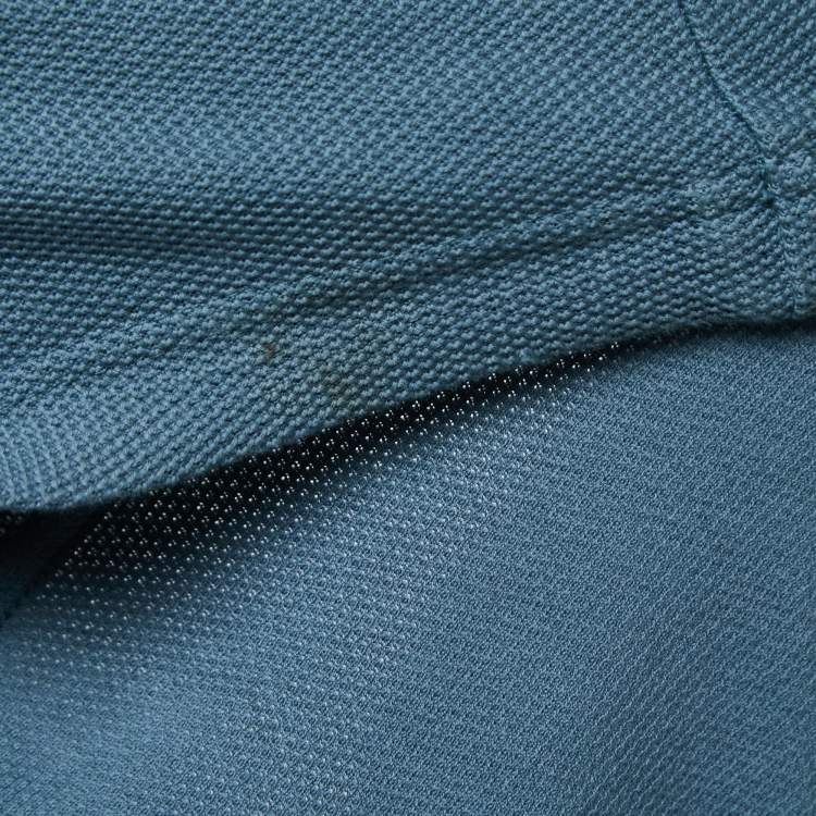 Pre Owned Loro Piana Blue Cotton Knit Full Sleeve Polo T-Shirt XL